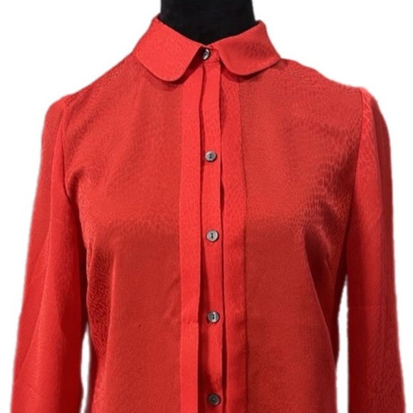 ANN TAYLOR Crimson Red Women’s Blouse Button Up Top Long Sleeve Sz 6 MSRP $98 - Picture 10 of 11